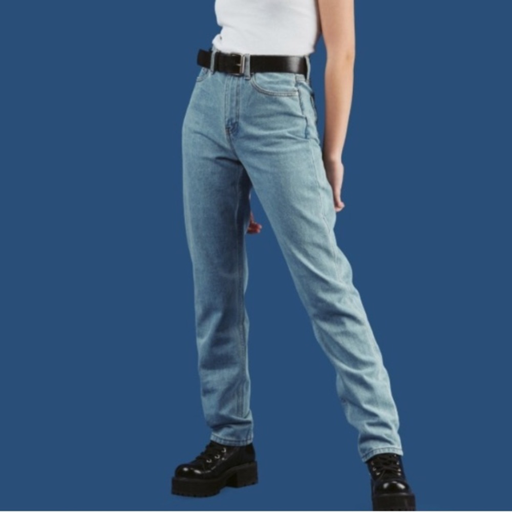 UNIF High Waisted Mom Jeans in light blue